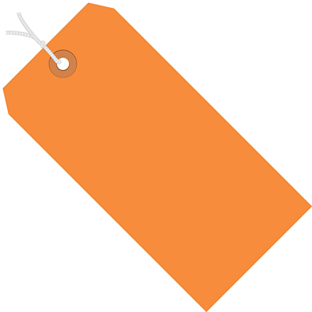 2 <span class='fraction'>3/4</span> x 1 <span class='fraction'>3/8</span>" Orange 13 Pt. Shipping Tags - Pre-Strung